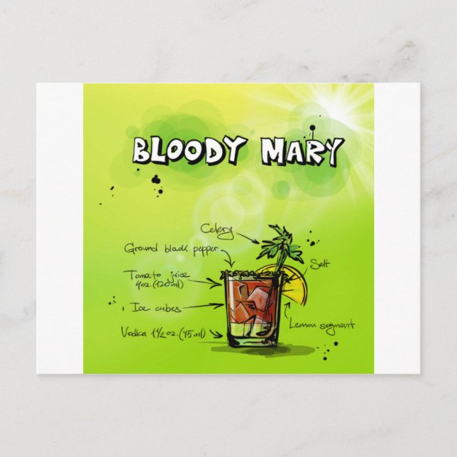 Carte Postale Recette Bloody Mary (Devant)