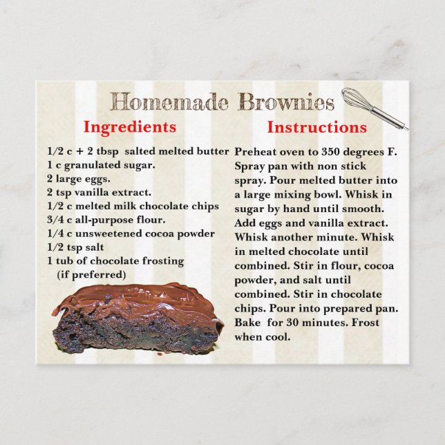 Carte postale Recette Brownies fait maison (Devant)