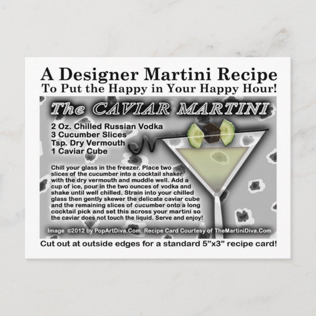 Carte postale Recette Caviar Martini (Devant)