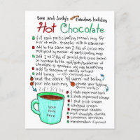 Carte postale Recette chocolat chaud pour les fête