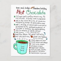 Carte postale Recette chocolat chaud pour les fête