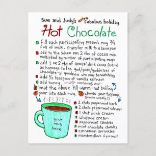 Carte postale Recette chocolat chaud pour les fête