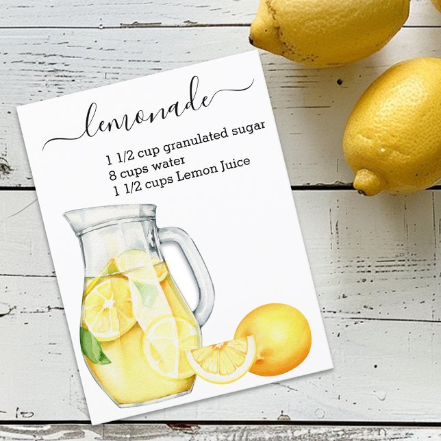Carte Postale Recette Citronnade Boisson Aquarelle Citrons  (Créateur téléchargé)