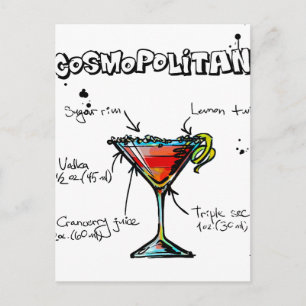 Carte Postale Recette Cocktail Cosmopolite
