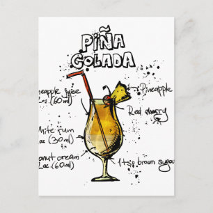 Carte Postale Recette Cocktail Pina Colada