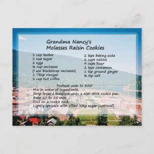 Carte postale Recette Cookie Raisin Molasses