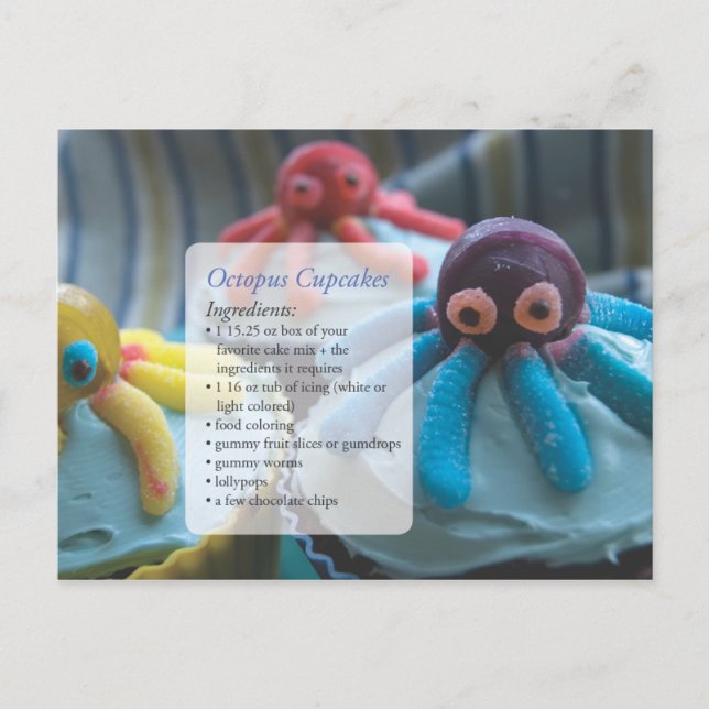 Carte postale Recette Cupcakes Octopus (Devant)