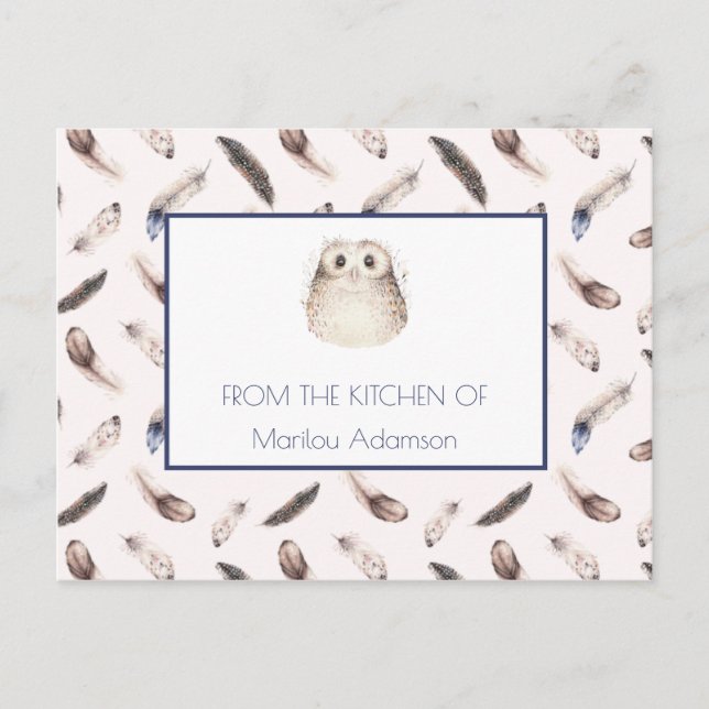 Carte Postale Recette d'aquarelle et de chouette | (Devant)