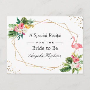 Carte Postale Recette de Baby Shower Flamingo Tropical Luau Flor
