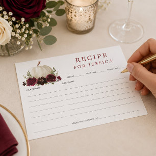 Carte Postale Recette de Baby Shower Mariage Citrouille Bourgogn