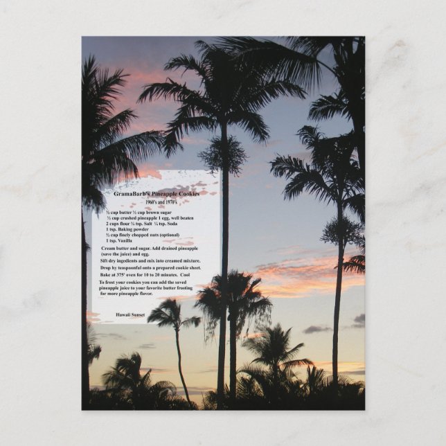 Carte Postale Recette de biscuits à l'ananas (Devant)
