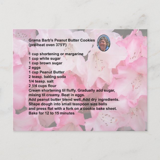 Carte postale Recette de biscuits au beurre d'arac (Devant)