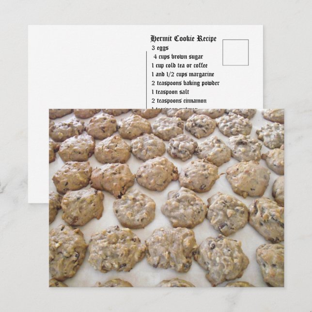 Carte Postale Recette de biscuits Hermit (Devant / Derrière)