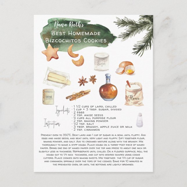 Carte Postale Recette de Bizcochitos faits maison | Vacances (Devant)