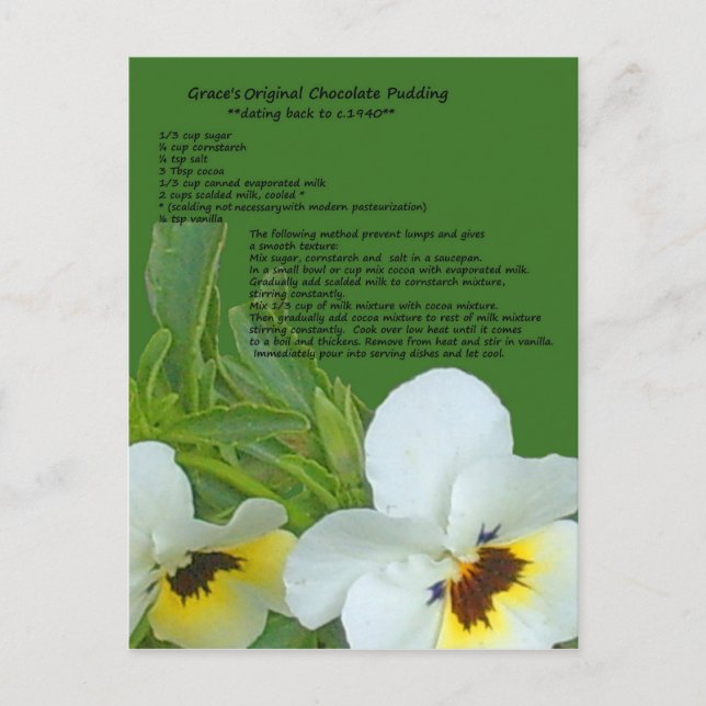 Carte postale Recette de boudin au chocolat (Devant)