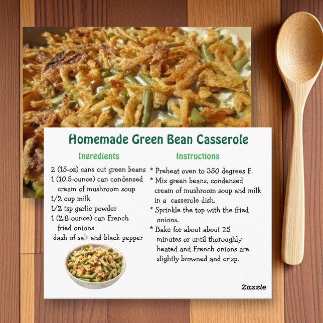 Carte Postale Recette de casserole de haricots verts (Créateur téléchargé)