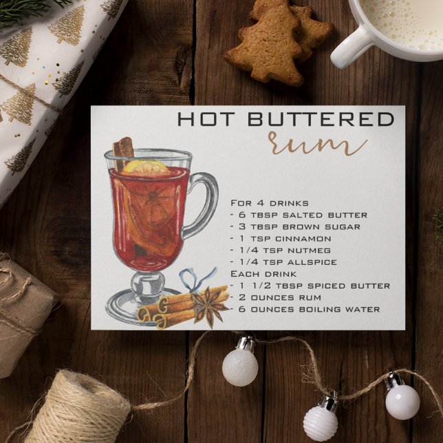 Carte Postale Recette de cocktail de Noël au rhum beurré chaud (Créateur téléchargé)