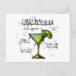 Carte Postale Recette de cocktail Kamikaze