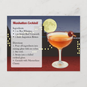 Carte Postale Recette de cocktail Manhattan
