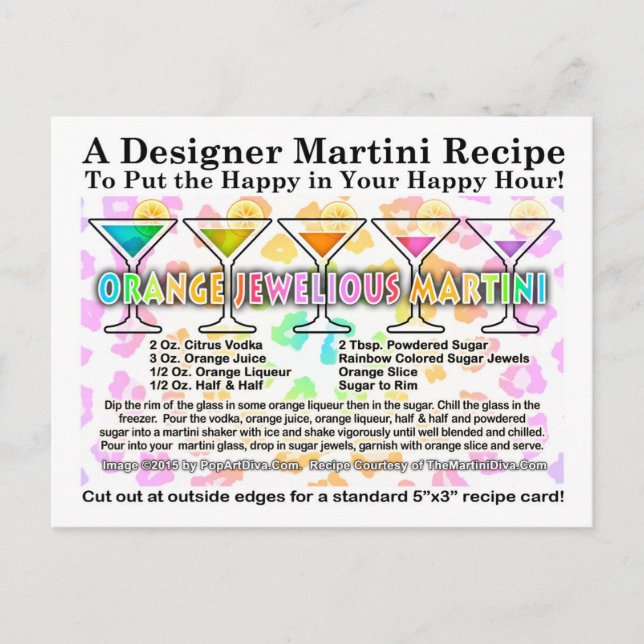 Carte postale Recette de cocktail Martini pour bij (Devant)