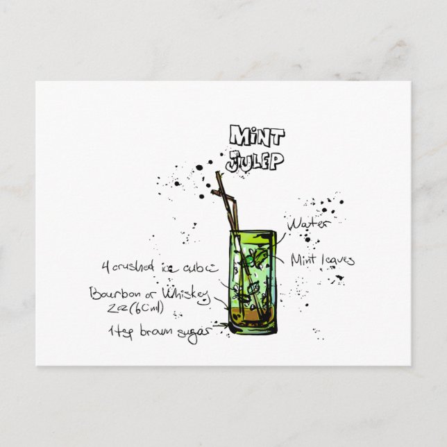 Carte Postale Recette de cocktail Mint Julep (Devant)