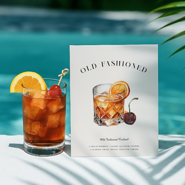Carte Postale Recette de cocktail Old Fashioned | Art du Whiskey (Créateur téléchargé)