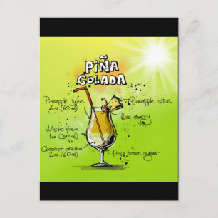 Carte Postale Recette de Cocktails Pina Colada