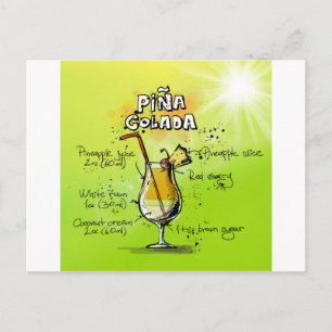 Carte Postale Recette de cocktails Pina Colada
