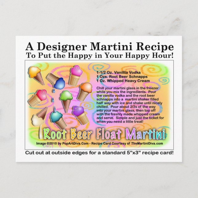 Carte postale Recette de crème glacée Float Bière  (Devant)