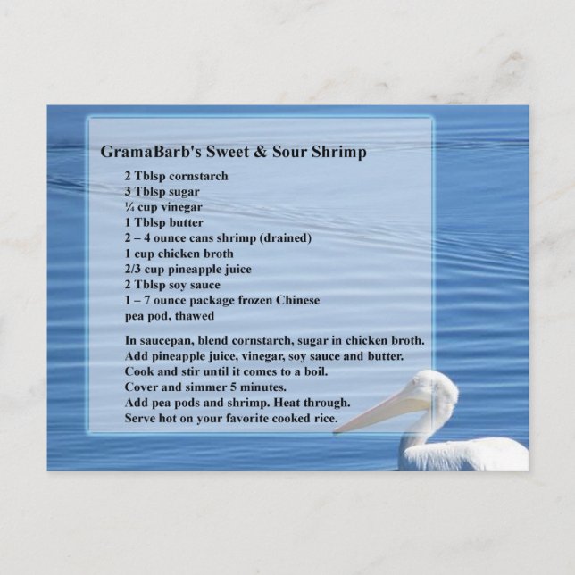 Carte postale Recette de crevettes sucrées et aigr (Devant)