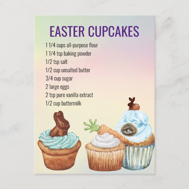 Carte Postale Recette de Cupcake de Pâques de printemps   (Devant)