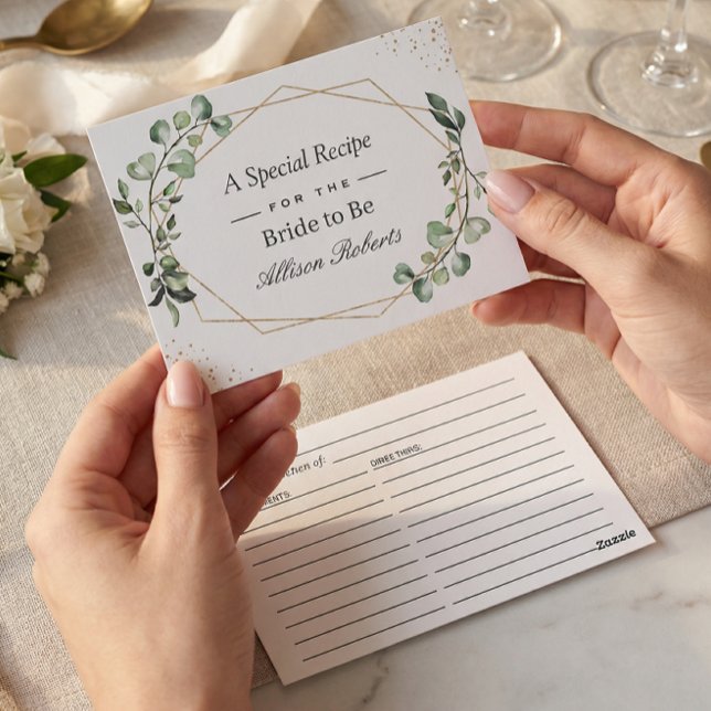 Carte Postale Recette de Fête des mariées géométrique Feuille Eu (Créateur téléchargé)