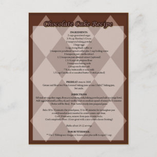 Carte postale Recette de gâteau au chocolat