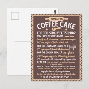 Carte Postale Recette de gâteau de café maison de la Saint-Valen