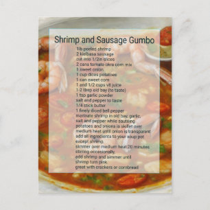 Carte Postale Recette de gumbo crevettes et saucisses facile
