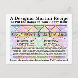 Carte Postale Recette de Martini à la Fraise Recouverte de Choco