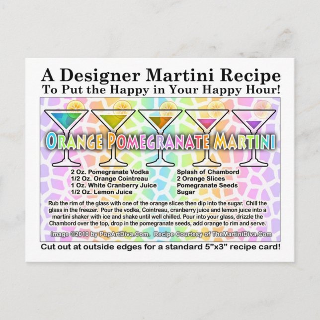 Carte postale Recette de Martini à la grenade oran (Devant)