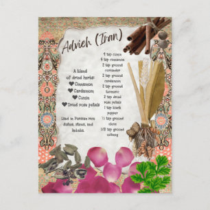 Carte Postale Recette de mélange d'épices persanes Advieh