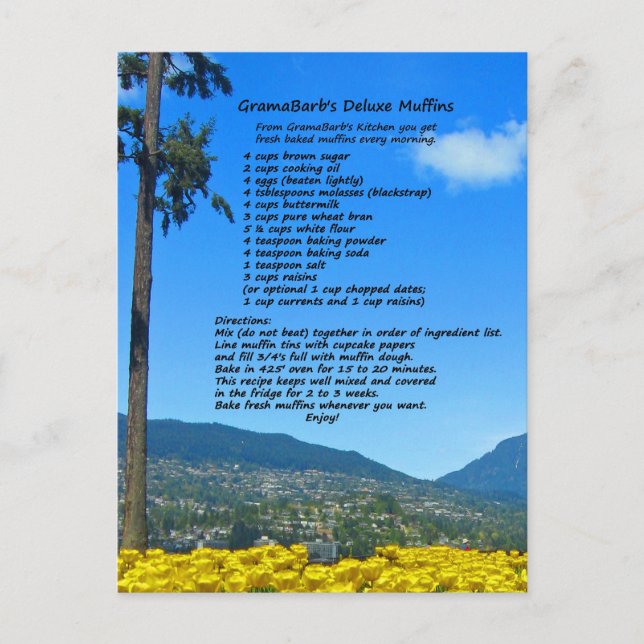 Carte postale Recette de muffin de luxe GramaBarb (Devant)