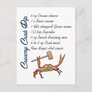 Carte Postale Recette de plongée de crabe