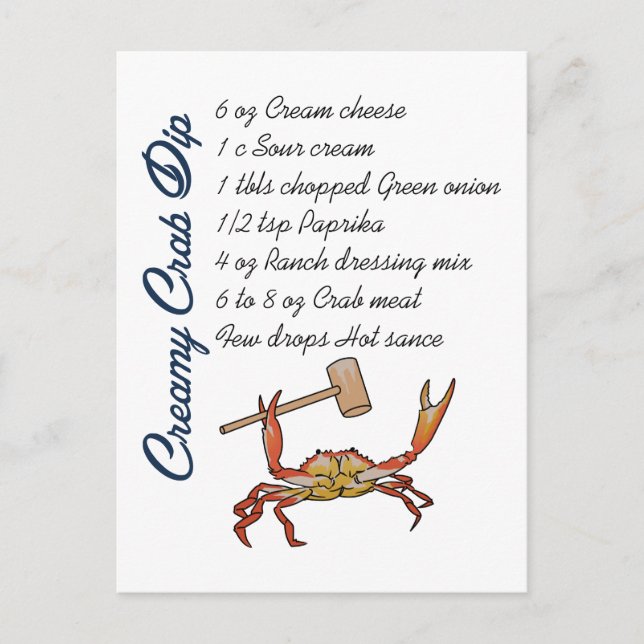 Carte Postale Recette de plongée de crabe (Devant)