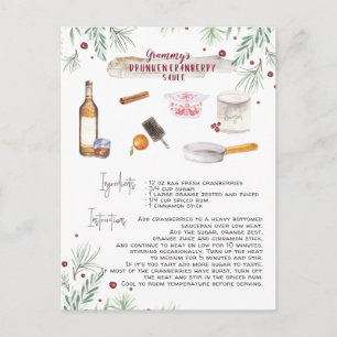 Carte Postale Recette de Sauce aux Canneberges Ivre   Fêtes