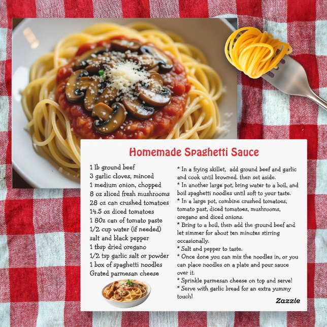 Carte Postale Recette de sauce spaghetti (Créateur téléchargé)