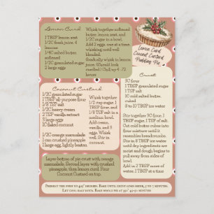 Carte Postale Recette de tarte au citron curé à la noix de coco