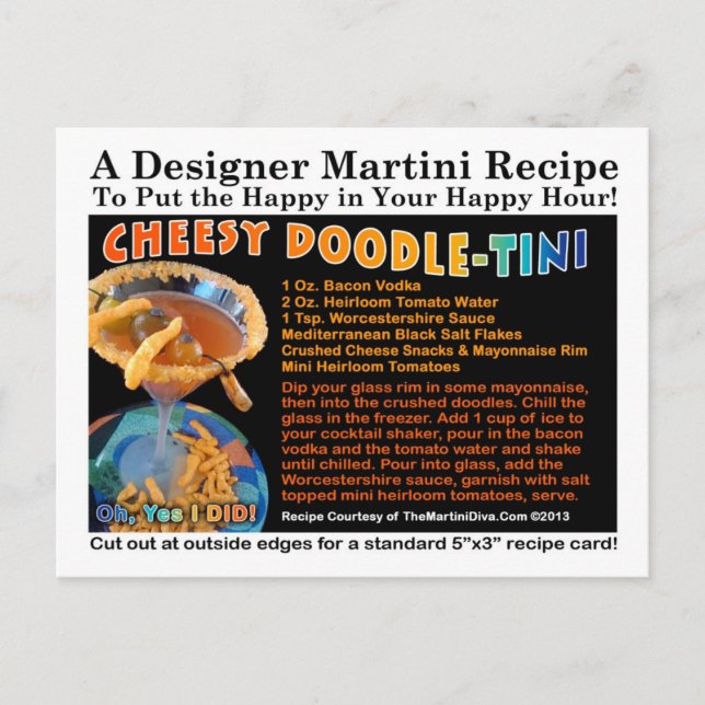Carte postale Recette Doodle-Tini Martini (Devant)