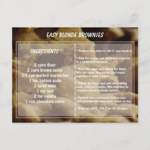 Carte Postale Recette Easy Blonde Brownie