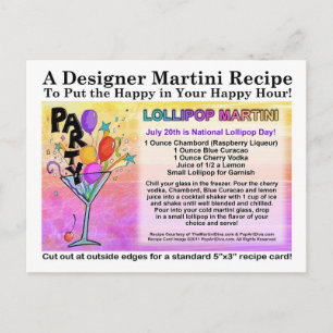 Carte postale Recette Lollipop Martini