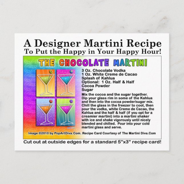 Carte postale Recette Martini au chocolat (Devant)