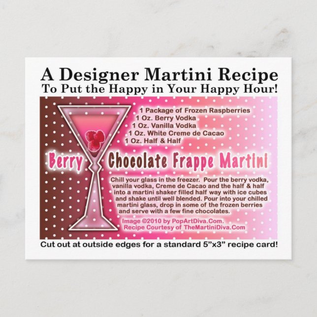 Carte postale Recette Martini au chocolat Berry (Devant)