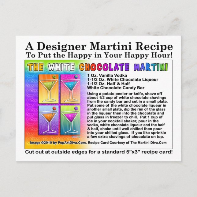 Carte postale Recette Martini au chocolat blanc (Devant)